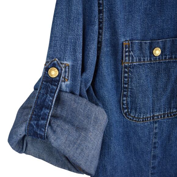 Y2K Vintage Ralph Lauren Roll Tab Sleeve Denim Jean Dress size medium western - Picture 7 of 9